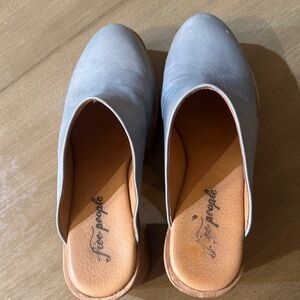 Free People Light Blue Leather Mules/Clogs